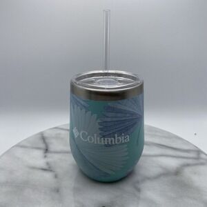 New Coffee Wine Tumbler Insulated Mug Cup Columbia Travel Ocean Blue Lid Straw